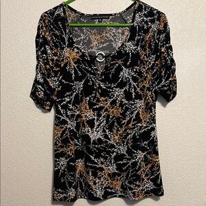 Adrienne Vittadini Fitted Ruched 3/4 Sleeve Blouse